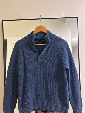 Banana Republic Men's Blue Knit Zip Funnel Sweater